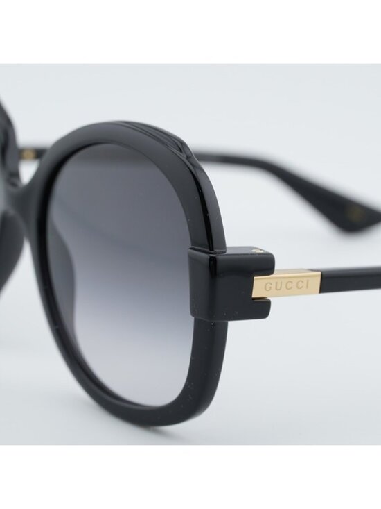 Gucci GG1432S 002 Butterfly Sunglasses Black Square Frame, Grey Lenses main image 11